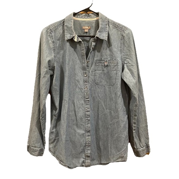 J. Jill Tops - J.JILL DENIM Size M Blue Chambray Button Down TUNIC TOP Shirt Women's